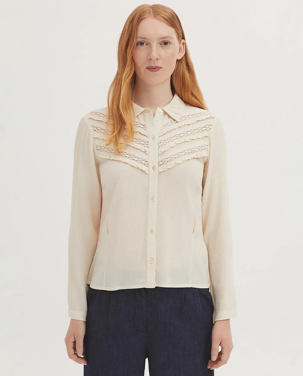 Женская рубашка с оборками спереди Nice Things, светло-бежевый
Женская рубашка с оборками спереди Nice Things, светло-бежевый