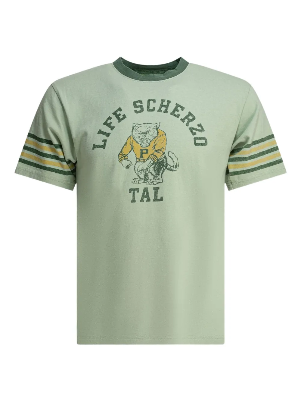 Хлопковая футболка с полосатыми рукавами KAPITAL, зеленый
Хлопковая футболка с полосатыми рукавами KAPITAL, зеленый