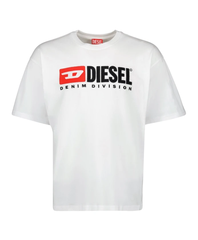 Белая хлопковая футболка с круглым вырезом Diesel, белый
Белая хлопковая футболка с круглым вырезом Diesel, белый