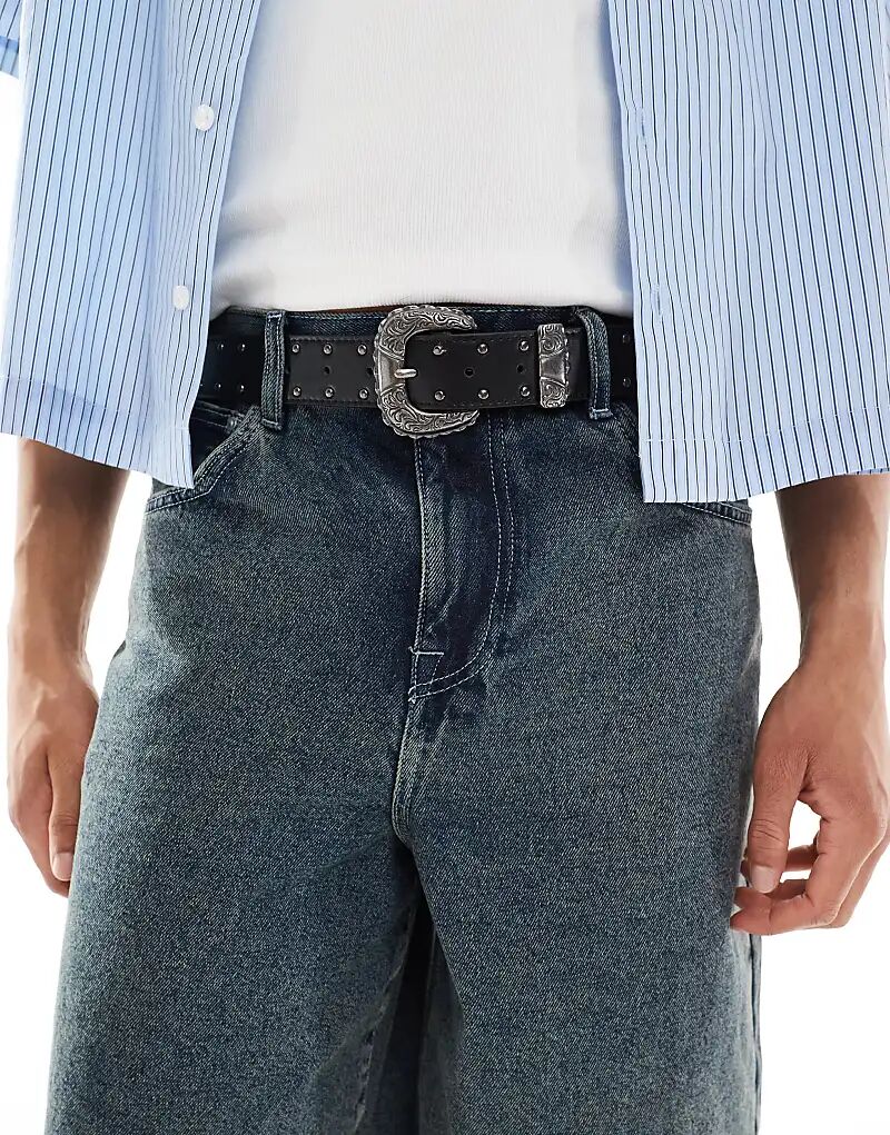 Ремень ASOS DESIGN в стиле вестерн с цветочным принтом и заклепками из искусственной черной кожи
Ремень ASOS DESIGN в стиле вестерн с цветочным принтом и заклепками из искусственной черной кожи