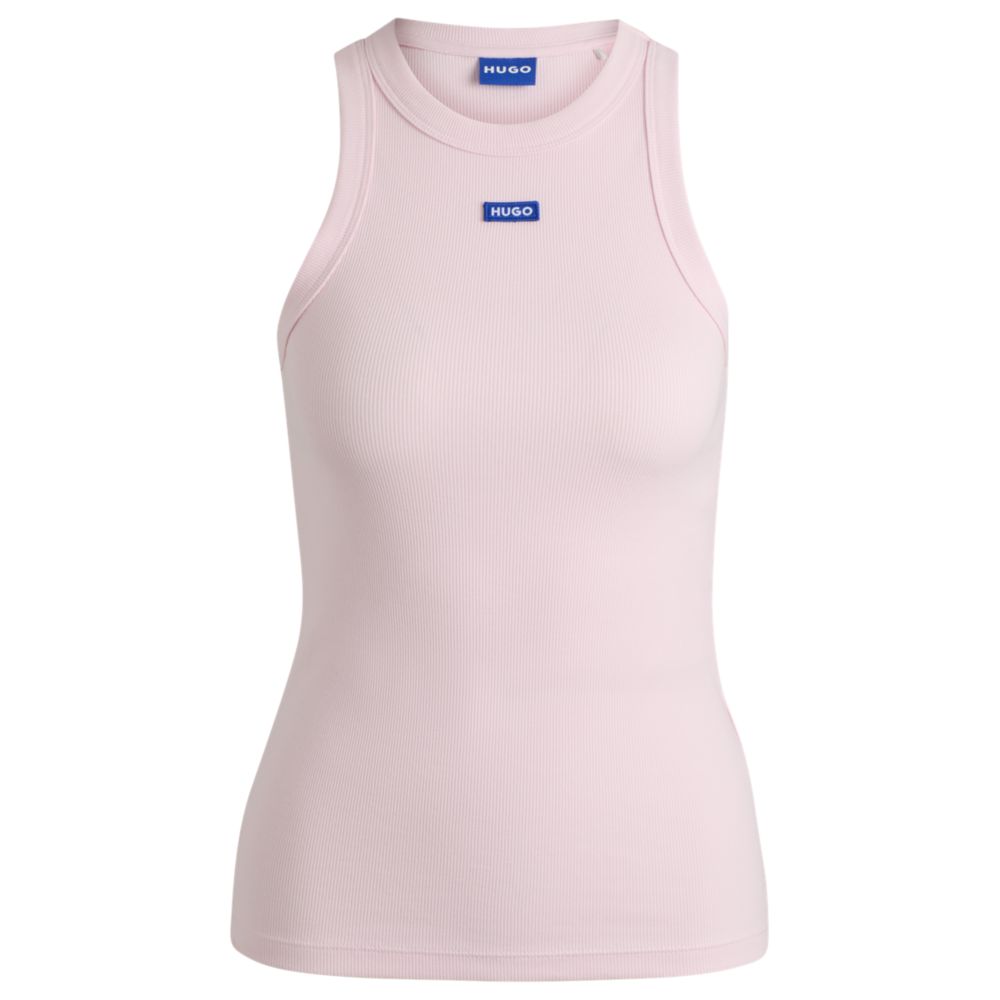 Облегающий топ из эластичного хлопка с синим логотипом Hugo, светло-розовый
Облегающий топ из эластичного хлопка с синим логотипом Hugo, светло-розовый