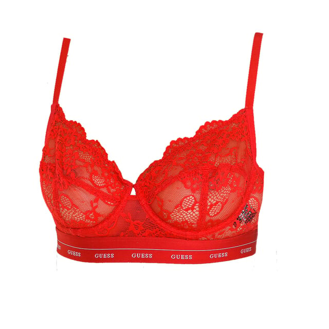 Женский кружевной бюстгальтер на косточках и эластичных боках o0bc15pz01c Guess, красный 
Женский кружевной бюстгальтер на косточках и эластичных боках o0bc15pz01c Guess, красный