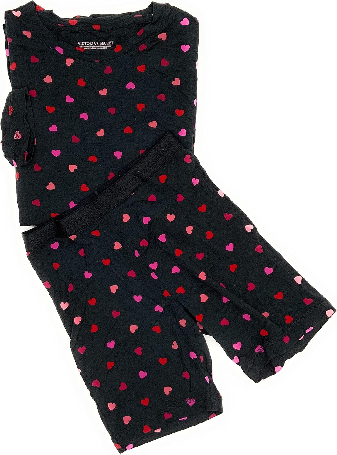 Victoria's Modal пижамный комплект: футболка для сна и шорты Victoria's Secret, Black Pink Hearts
Victoria's Modal пижамный комплект: футболка для сна и шорты Victoria's Secret, Black Pink Hearts
