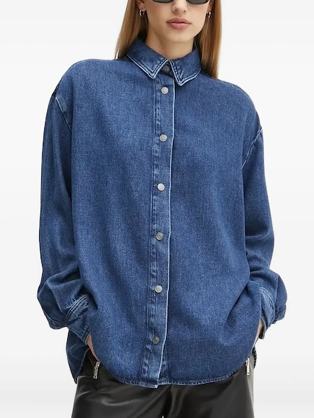Джинсовая рубашка на пуговицах Won Hundred, синий 
Джинсовая рубашка на пуговицах Won Hundred, синий