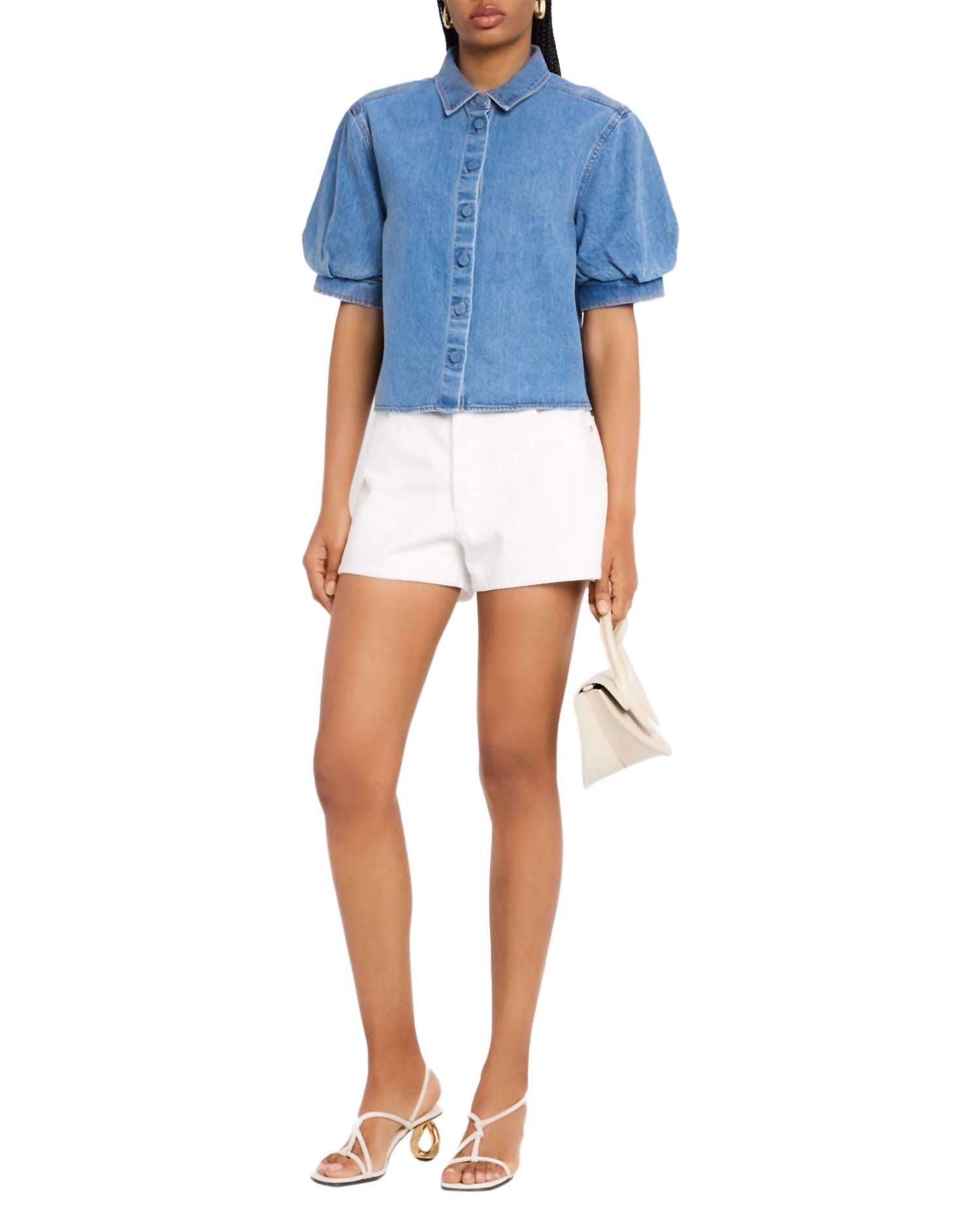 Хэнг Мид-Райз расслабленные шорты в белом FRAME
Хэнг Мид-Райз расслабленные шорты в белом FRAME