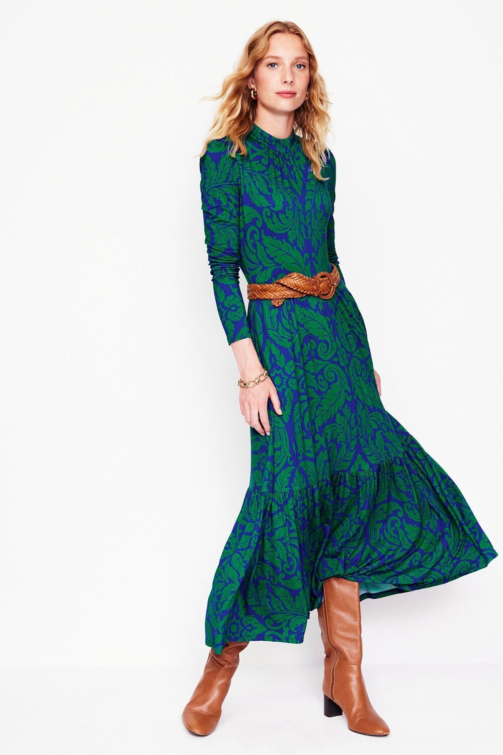 Платье из джерси с высоким воротом и многослойным кроем Boden, зеленый
Платье из джерси с высоким воротом и многослойным кроем Boden, зеленый