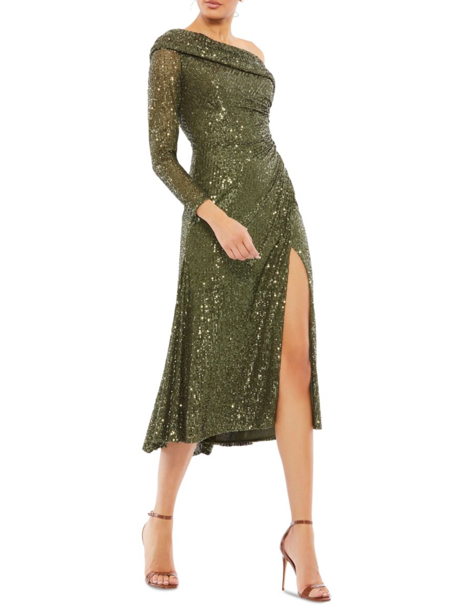 Платье миди на одно плечо с пайетками Mac Duggal, оливковый
Платье миди на одно плечо с пайетками Mac Duggal, оливковый