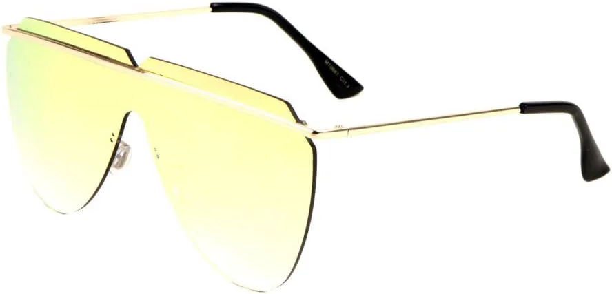 Солнцезащитные очки с плоской верхней частью, цельной оправой, круглым щитком, металлической перекладиной и треугольной огранкой линз Sunglasses Luxe, Yellow
Солнцезащитные очки с плоской верхней частью, цельной оправой, круглым щитком, металлической перекладиной и треугольной огранкой линз Sunglasses Luxe, Yellow