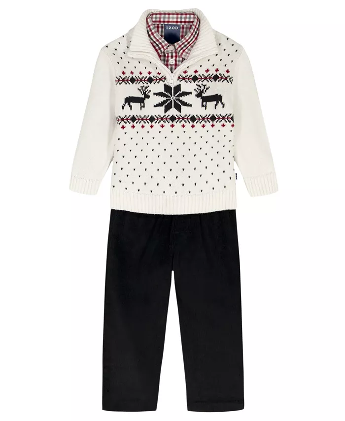 Комплект для мальчиков из свитера, рубашки и брюк с оленями и жаккардовым узором Izod, мультиколор
Комплект для мальчиков из свитера, рубашки и брюк с оленями и жаккардовым узором Izod, мультиколор