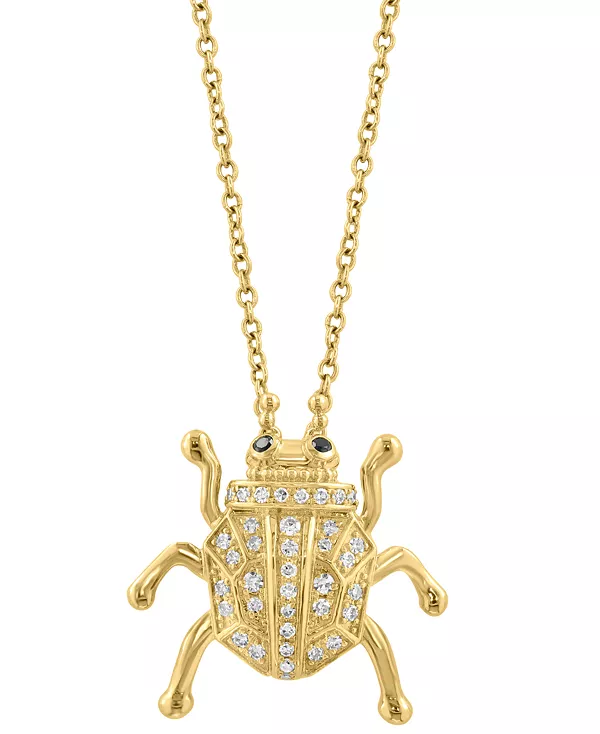 Ожерелье с подвеской в виде жука Effy из 14-каратного золота с белыми бриллиантами (1/6 карата) и черными бриллиантами, длина 17 дюймов + удлинитель 1 дюйм Effy Collection, gold
Ожерелье с подвеской в виде жука Effy из 14-каратного золота с белыми бриллиантами (1/6 карата) и черными бриллиантами, длина 17 дюймов + удлинитель 1 дюйм Effy Collection, gold