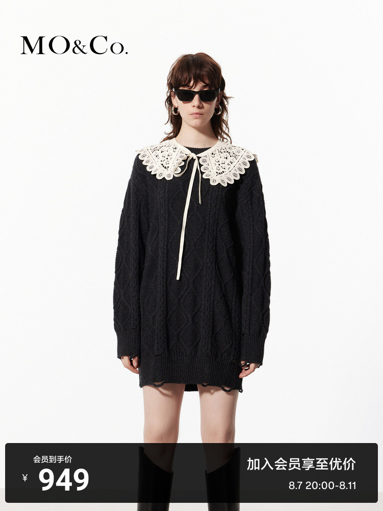 Платье-свитер Moco с декоративным воротником для женщин, технический углерод
Платье-свитер Moco с декоративным воротником для женщин, технический углерод