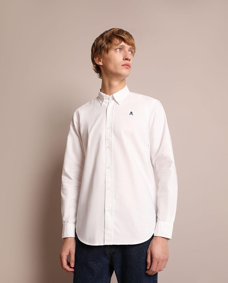 Однотонная классическая мужская рубашка белого цвета Scalpers, белый
Однотонная классическая мужская рубашка белого цвета Scalpers, белый