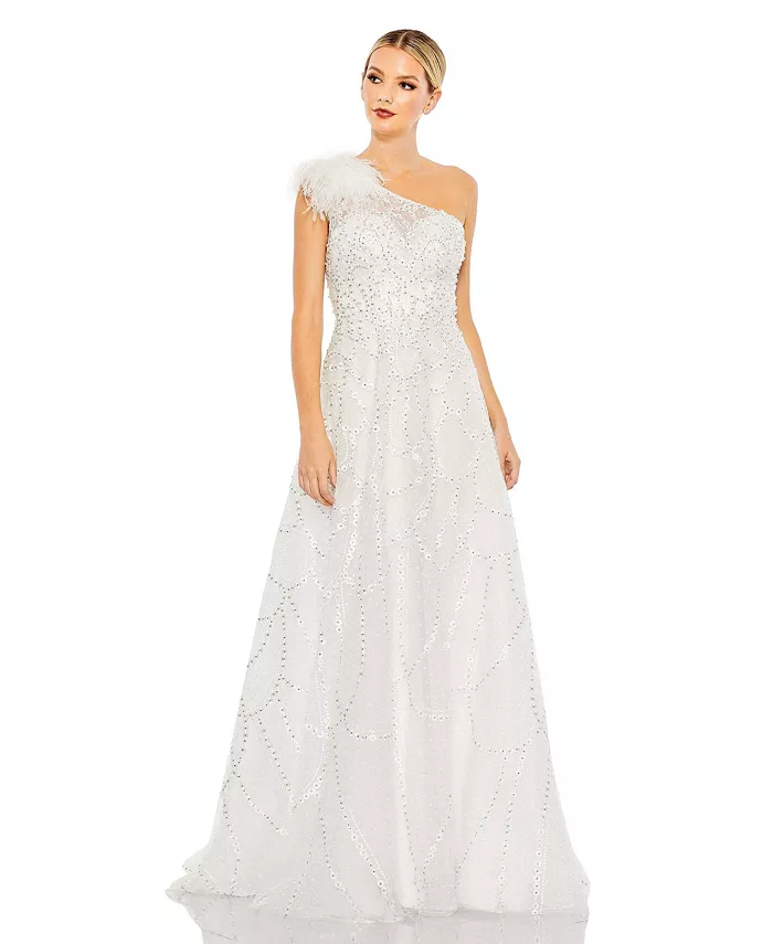 Женское платье фасона "А-силуэт" с декором и одним плечом Mac Duggal, слоновая кость/кремовый
Женское платье фасона "А-силуэт" с декором и одним плечом Mac Duggal, слоновая кость/кремовый