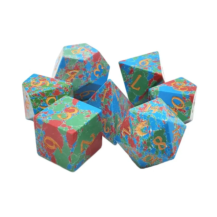Набор Poly Set — бирюзовый — синий, красный и зеленый с золотом (7), Gemstone Dice (Old School Dice & Accessories)
Набор Poly Set — бирюзовый — синий, красный и зеленый с золотом (7), Gemstone Dice (Old School Dice & Accessories)