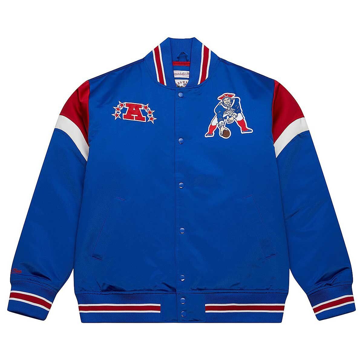 Куртка NFL HEAVYWEIGHT SATIN JACKET NEW ENGLAND PATRIOTS Mitchell And Ness, цвет Royalblau 
Куртка NFL HEAVYWEIGHT SATIN JACKET NEW ENGLAND PATRIOTS Mitchell And Ness, цвет Royalblau