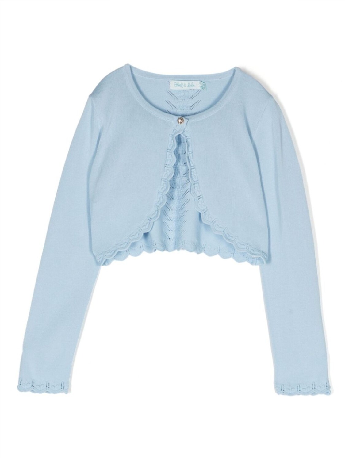 Укороченный кардиган ажурной вязки Abel & Lula, синий
Укороченный кардиган ажурной вязки Abel & Lula, синий