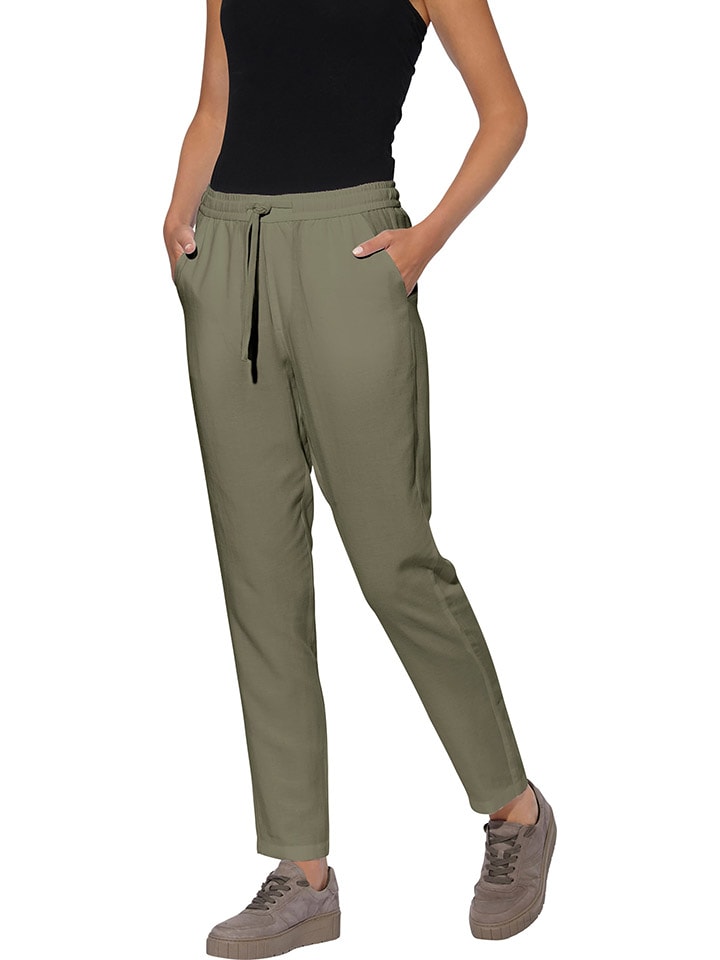 Тканевые брюки Heine, хаки 
Тканевые брюки Heine, хаки