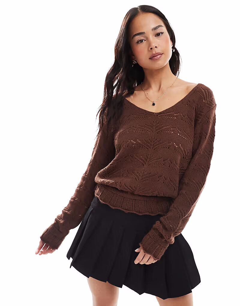 Джемпер крючком Miss Selfridge шоколадного цвета
Джемпер крючком Miss Selfridge шоколадного цвета