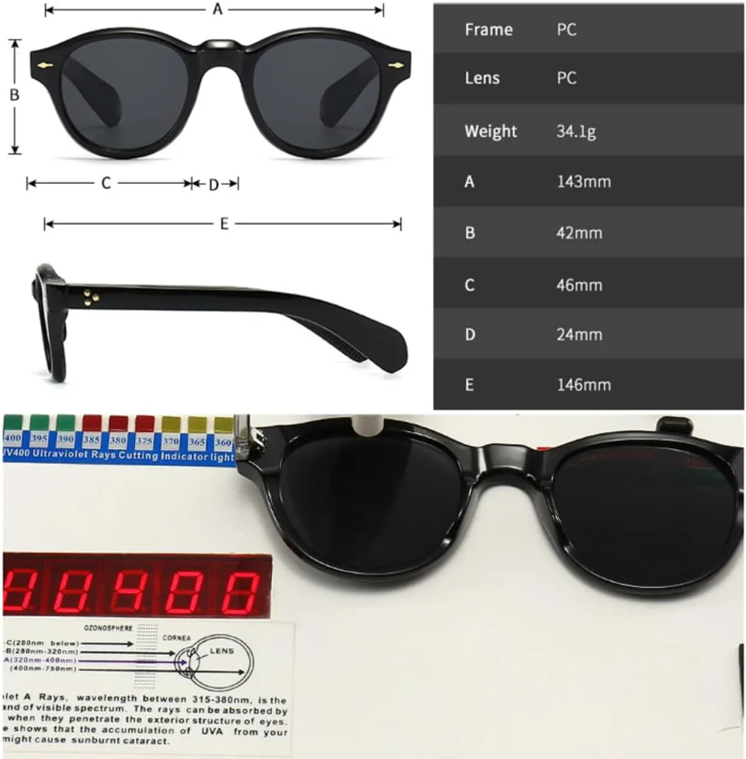 Винтажные круглые солнцезащитные очки для женщин, модные панк-очки, защита от УФ-излучения UV400, модные очки для мужчин с заклепками UUPTTPL, Grey Light Grey
Винтажные круглые солнцезащитные очки для женщин, модные панк-очки, защита от УФ-излучения UV400, модные очки для мужчин с заклепками UUPTTPL, Grey Light Grey