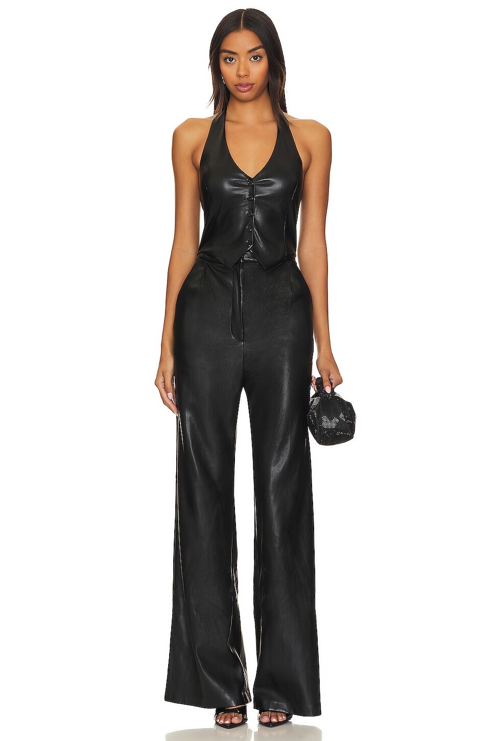 Комбинезон Amanda Uprichard X Revolve Isadore Faux Leather, черный 
Комбинезон Amanda Uprichard X Revolve Isadore Faux Leather, черный