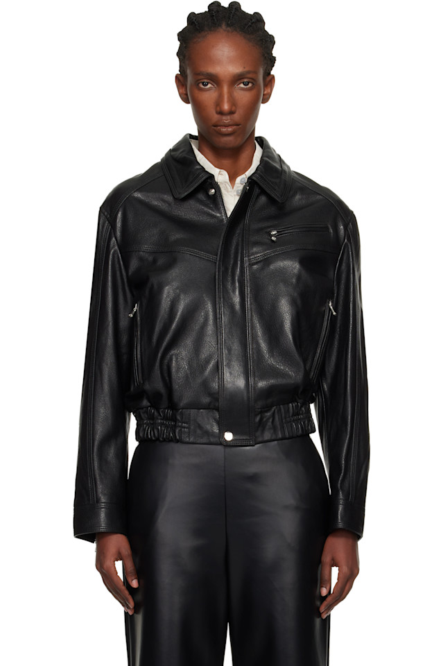 Укороченная кожаная куртка-бомбер Клинта Nour Hammour, черный
Укороченная кожаная куртка-бомбер Клинта Nour Hammour, черный