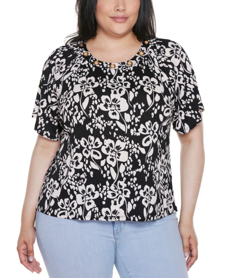 Вязаный топ большого размера с цветочным принтом и люверсами, с короткими рукавами Belldini, Black Combo
Вязаный топ большого размера с цветочным принтом и люверсами, с короткими рукавами Belldini, Black Combo