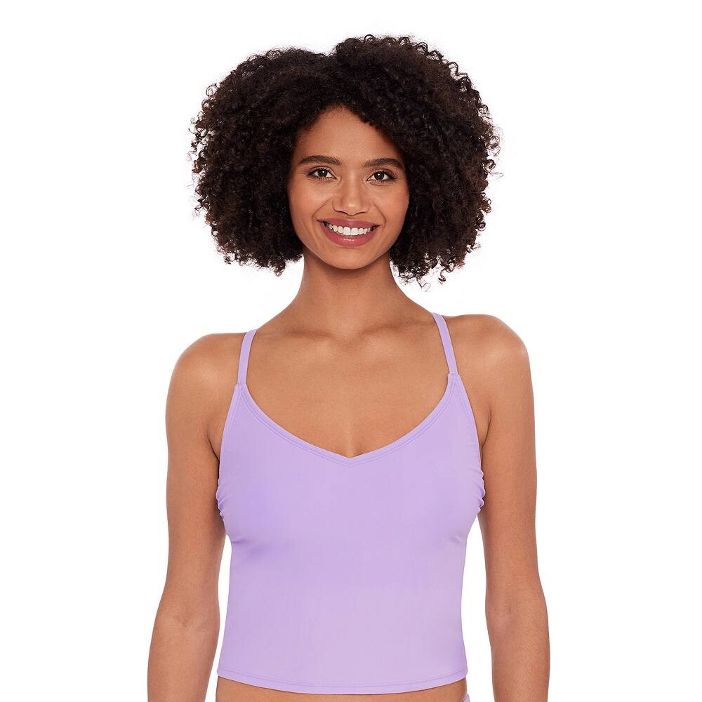 Женский эко-пляжный укороченный топ-танкини с круглым вырезом и бретелями для плавания Eco Beach, цвет Dustylilac