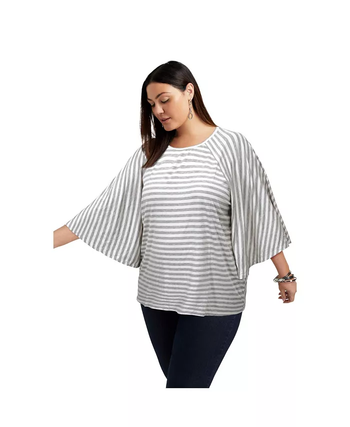 Женская футболка-бретон с расклешенным рукавом реглан June + Vie, серый
Женская футболка-бретон с расклешенным рукавом реглан June + Vie, серый