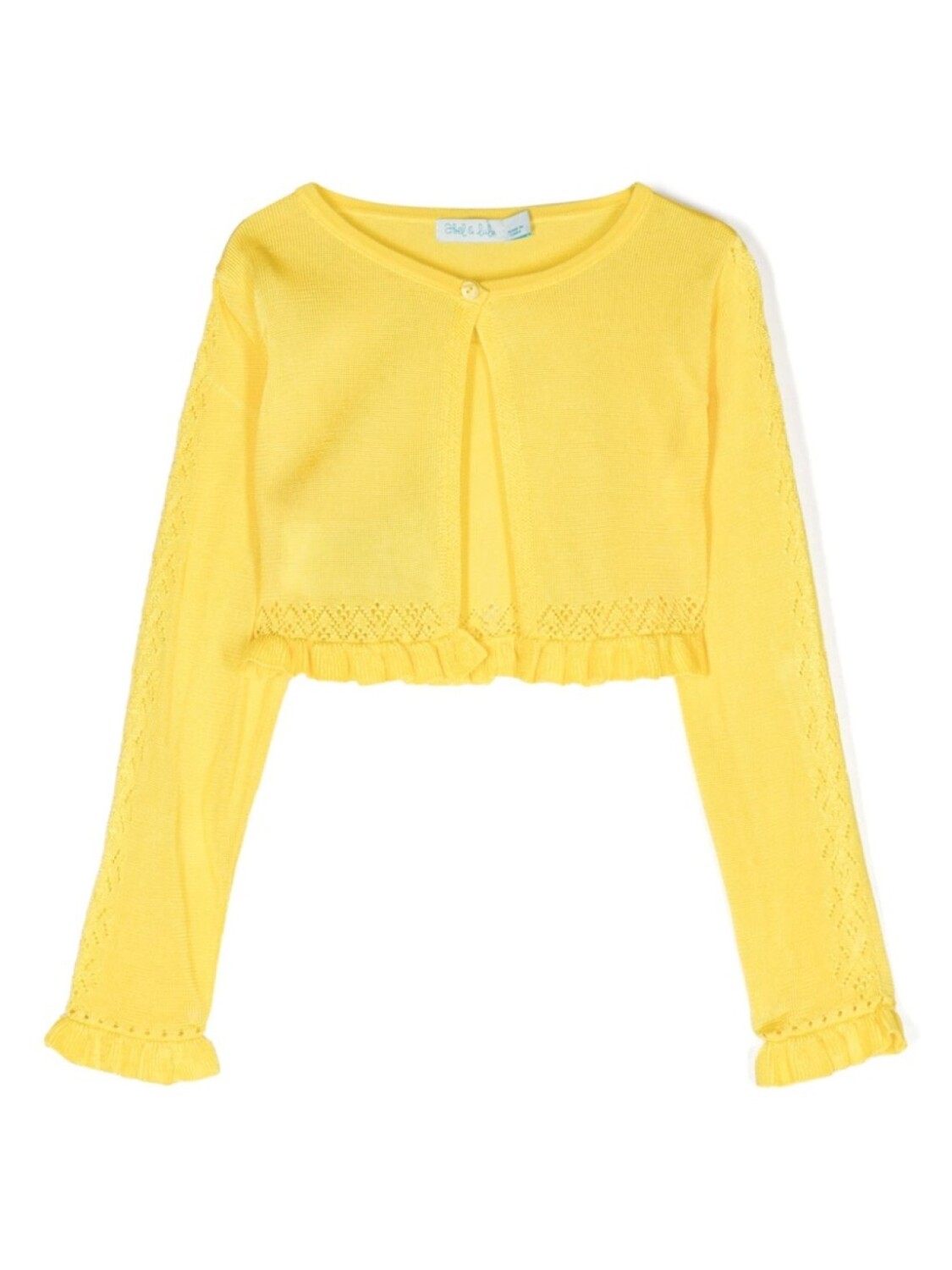 Укороченный кардиган ажурной вязки Abel & Lula, желтый
Укороченный кардиган ажурной вязки Abel & Lula, желтый