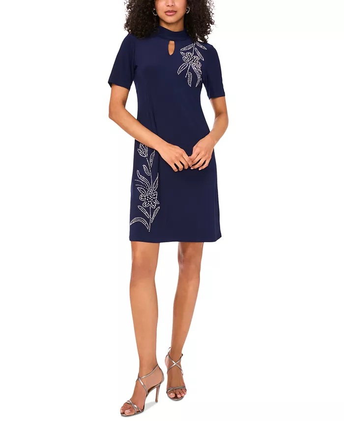 Маленькое платье-футляр с коротким рукавом и декоративными элементами MSK, синий
Маленькое платье-футляр с коротким рукавом и декоративными элементами MSK, синий