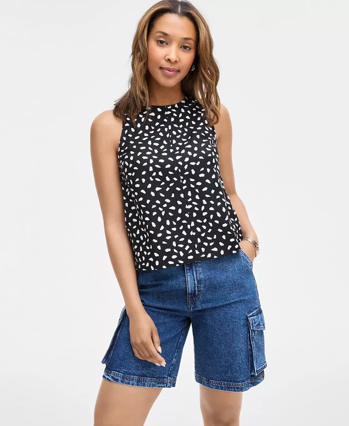 Женский топ без рукавов из льняной смеси с принтом On 34th, черный
Женский топ без рукавов из льняной смеси с принтом On 34th, черный