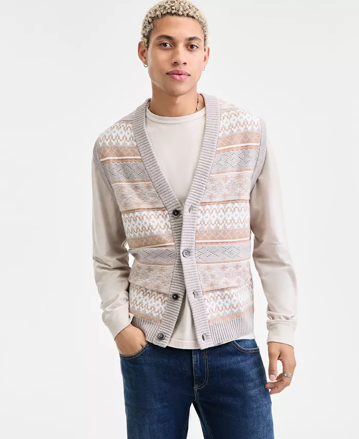 Мужской свитер-жилет Fair Isle Sun + Stone, белый
Мужской свитер-жилет Fair Isle Sun + Stone, белый