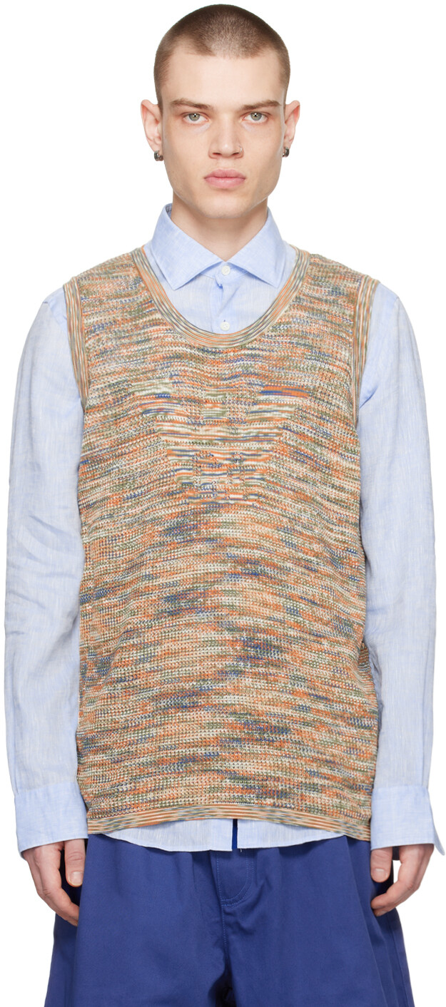 Светло-коричневая и оранжевая объемная майка-майка Emporio Armani 
Светло-коричневая и оранжевая объемная майка-майка Emporio Armani