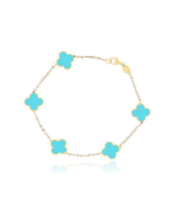 Маленький браслет с бирюзовым клевером, 14-каратное золото The Lovery, turquoise/aqua
Маленький браслет с бирюзовым клевером, 14-каратное золото The Lovery, turquoise/aqua