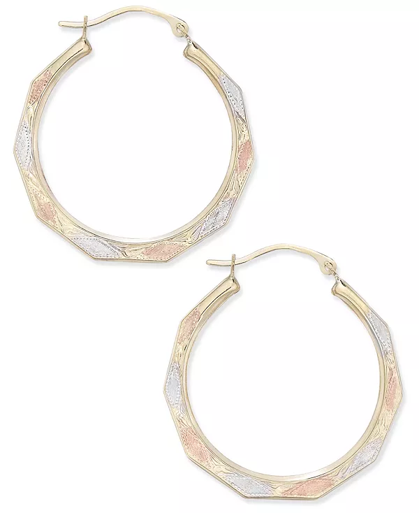 Декоративные трехцветные серьги-кольца из 10-каратного белого, желтого и розового золота Macy'S, tri-color
Декоративные трехцветные серьги-кольца из 10-каратного белого, желтого и розового золота Macy'S, tri-color