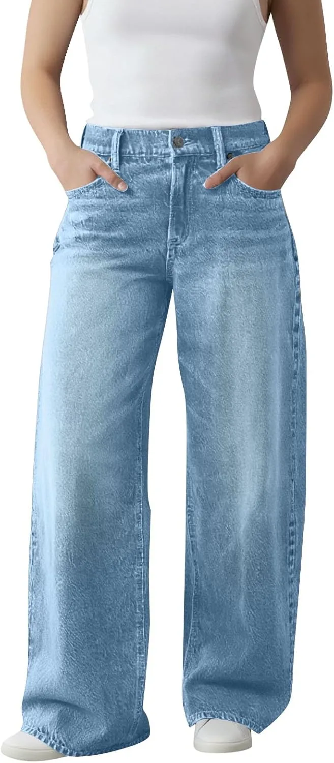 Женские джинсы Mid Rise Baggy Denim с прямым широким кроем
Женские джинсы Mid Rise Baggy Denim с прямым широким кроем