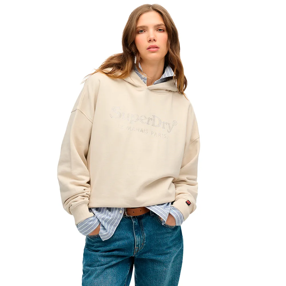 Худи Superdry Venue Metallic Relaxed, бежевый 
Худи Superdry Venue Metallic Relaxed, бежевый