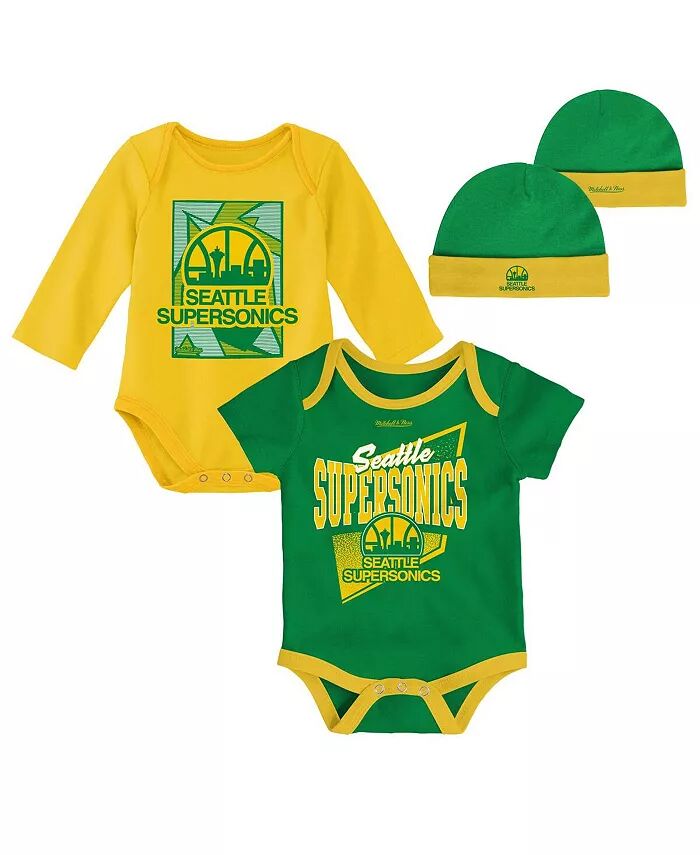 Комплект из боди Seattle SuperSonics Hardwood Classics и вязаной шапки с манжетами для мальчиков и девочек зеленого и золотого цвета Mitchell & Ness
Комплект из боди Seattle SuperSonics Hardwood Classics и вязаной шапки с манжетами для мальчиков и девочек зеленого и золотого цвета Mitchell & Ness