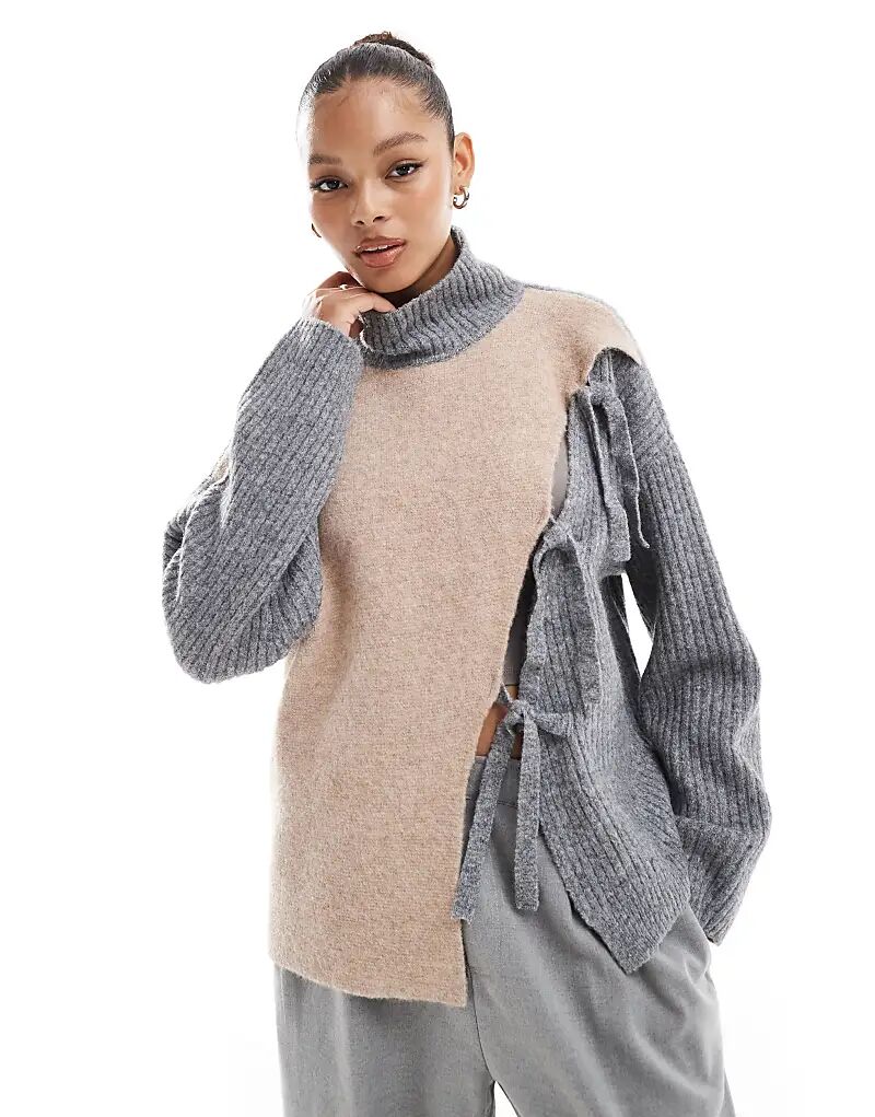 Джемпер с высоким воротом, завязкой и цветовым блоком нейтрального цвета ASOS DESIGN
Джемпер с высоким воротом, завязкой и цветовым блоком нейтрального цвета ASOS DESIGN