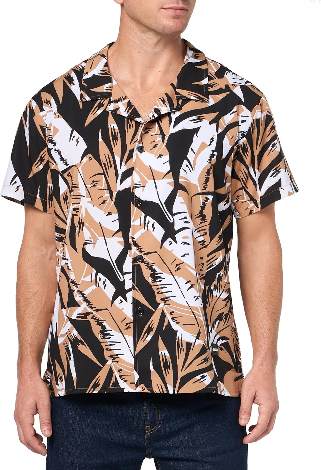 BOSS Мужская пляжная рубашка, Black/Camel Floral
BOSS Мужская пляжная рубашка, Black/Camel Floral