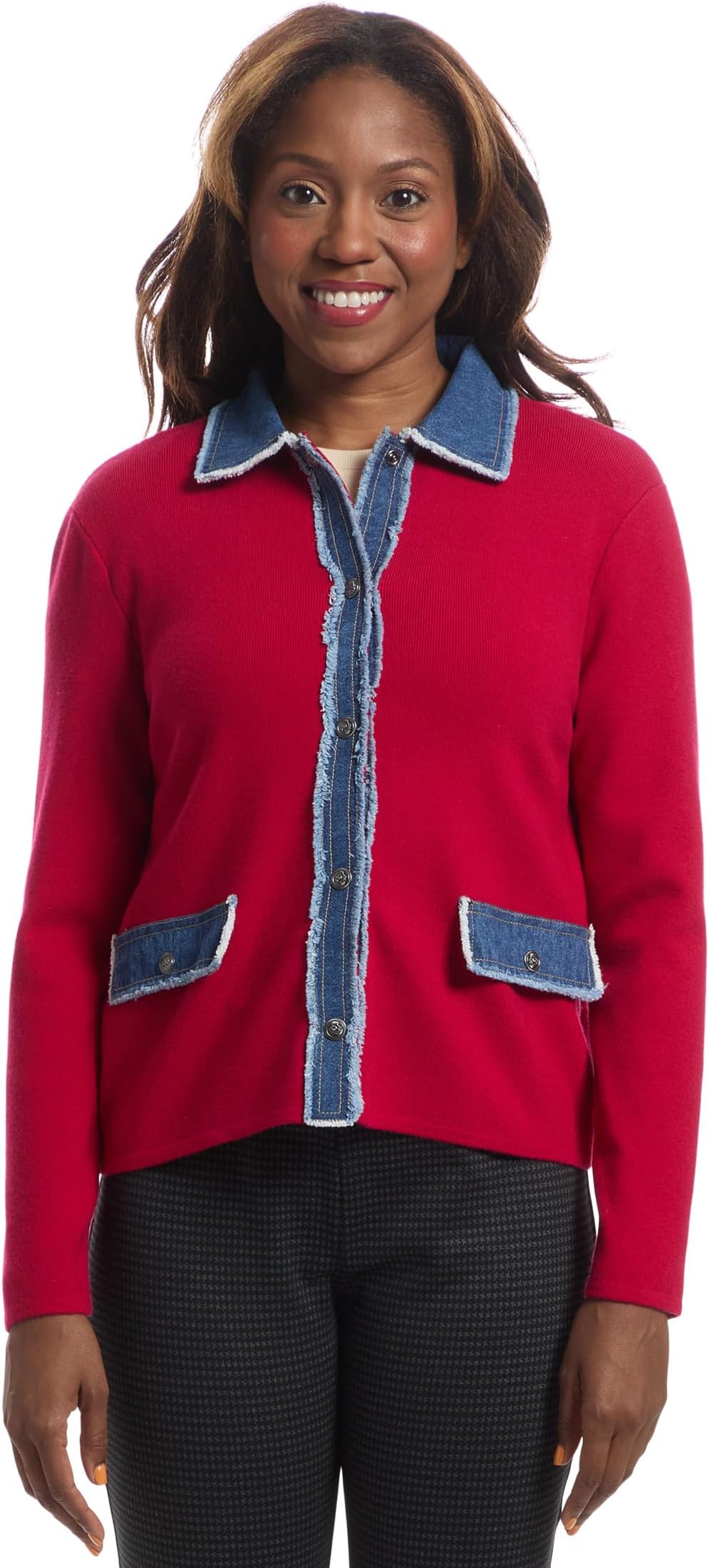 Свитер Elliott Lauren Women's Stitch Perfect - Button Closure - Sweater Jacket with Denim Trim detail, Red
Свитер Elliott Lauren Women's Stitch Perfect - Button Closure - Sweater Jacket with Denim Trim detail, Red