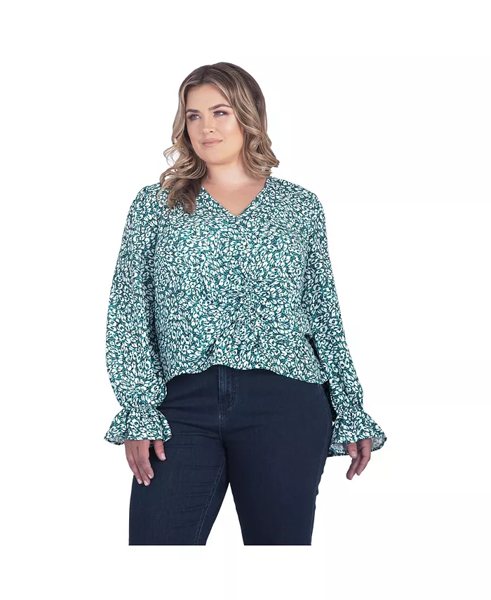 Женская блузка с длинными расклешенными рукавами и V-образным вырезом Plus Size Standards & Practices, зеленый
Женская блузка с длинными расклешенными рукавами и V-образным вырезом Plus Size Standards & Practices, зеленый