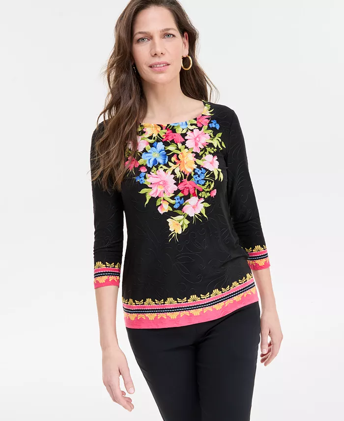 Женский топ JM Collection с рукавами 3/4 и круглым вырезом из жаккарда Macy's, черный
Женский топ JM Collection с рукавами 3/4 и круглым вырезом из жаккарда Macy's, черный