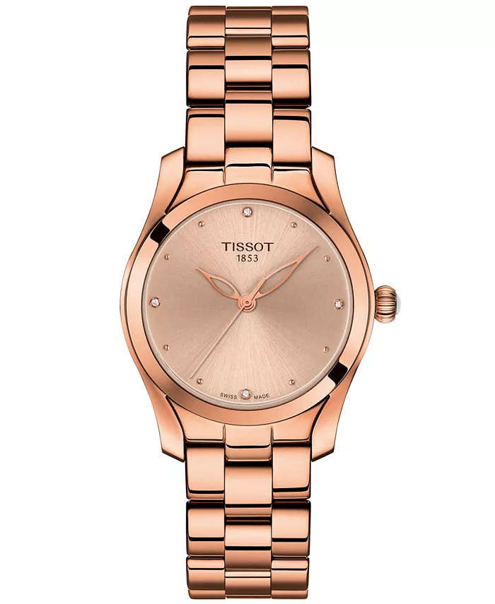 Женские часы Swiss T-Lady T-Wave с бриллиантовыми вставками, корпус из нержавеющей стали с розовым PVD-покрытием, браслет, 30 мм Tissot
Женские часы Swiss T-Lady T-Wave с бриллиантовыми вставками, корпус из нержавеющей стали с розовым PVD-покрытием, браслет, 30 мм Tissot