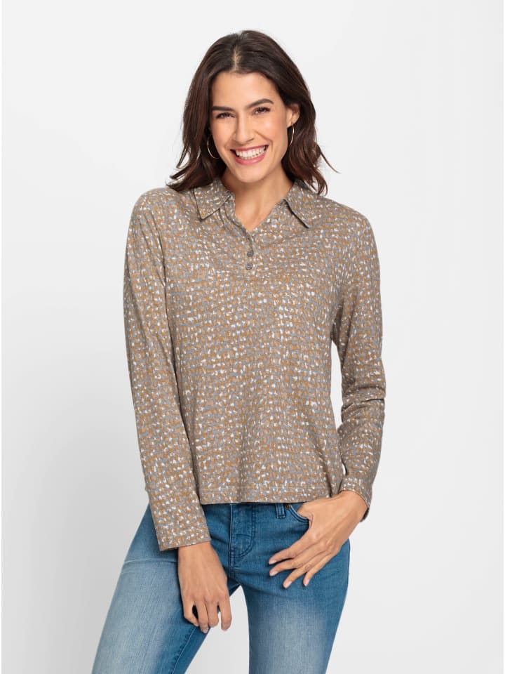 Рубашка-поло с принтом верблюжьего и серого цветов WITT WEIDEN
Рубашка-поло с принтом верблюжьего и серого цветов WITT WEIDEN