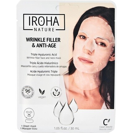 Тканевая маска для лица против старения и заполнения морщин с тройной гиалуроновой кислотой, Iroha Nature
Тканевая маска для лица против старения и заполнения морщин с тройной гиалуроновой кислотой, Iroha Nature