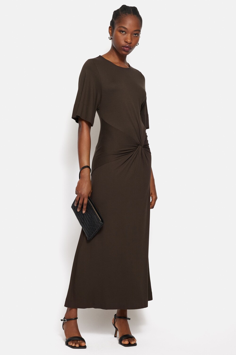 Платье с перекруткой спереди Jigsaw, коричневый 
Платье с перекруткой спереди Jigsaw, коричневый