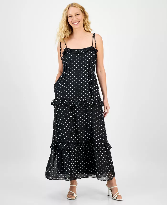 Женское платье макси с завязками и оборками julia jordan, черный
Женское платье макси с завязками и оборками julia jordan, черный