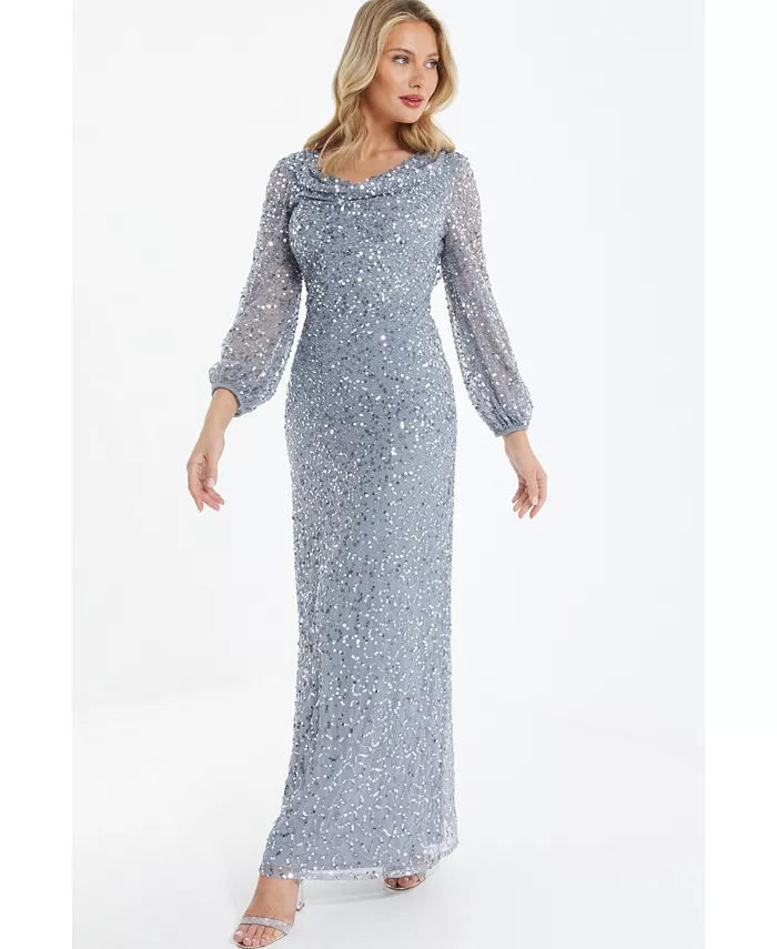 Женское макси-платье с пайетками и капюшоном спереди QUIZ, серый
Женское макси-платье с пайетками и капюшоном спереди QUIZ, серый