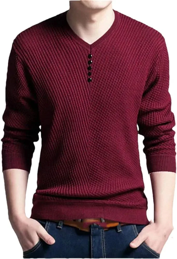 Мужской пуловер из шерсти с V-образным вырезом и длинными рукавами
Мужской пуловер из шерсти с V-образным вырезом и длинными рукавами